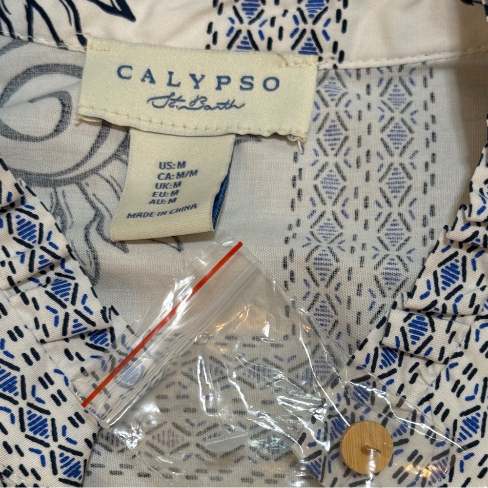 Calypso St Barth Seashell Blue and White Tile Patterned Dress - Picture 15 of 15